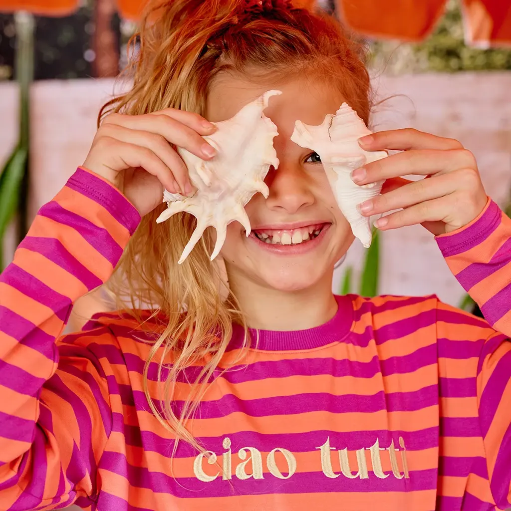 Longsleeve strepen BOXY Adriana (living coral)