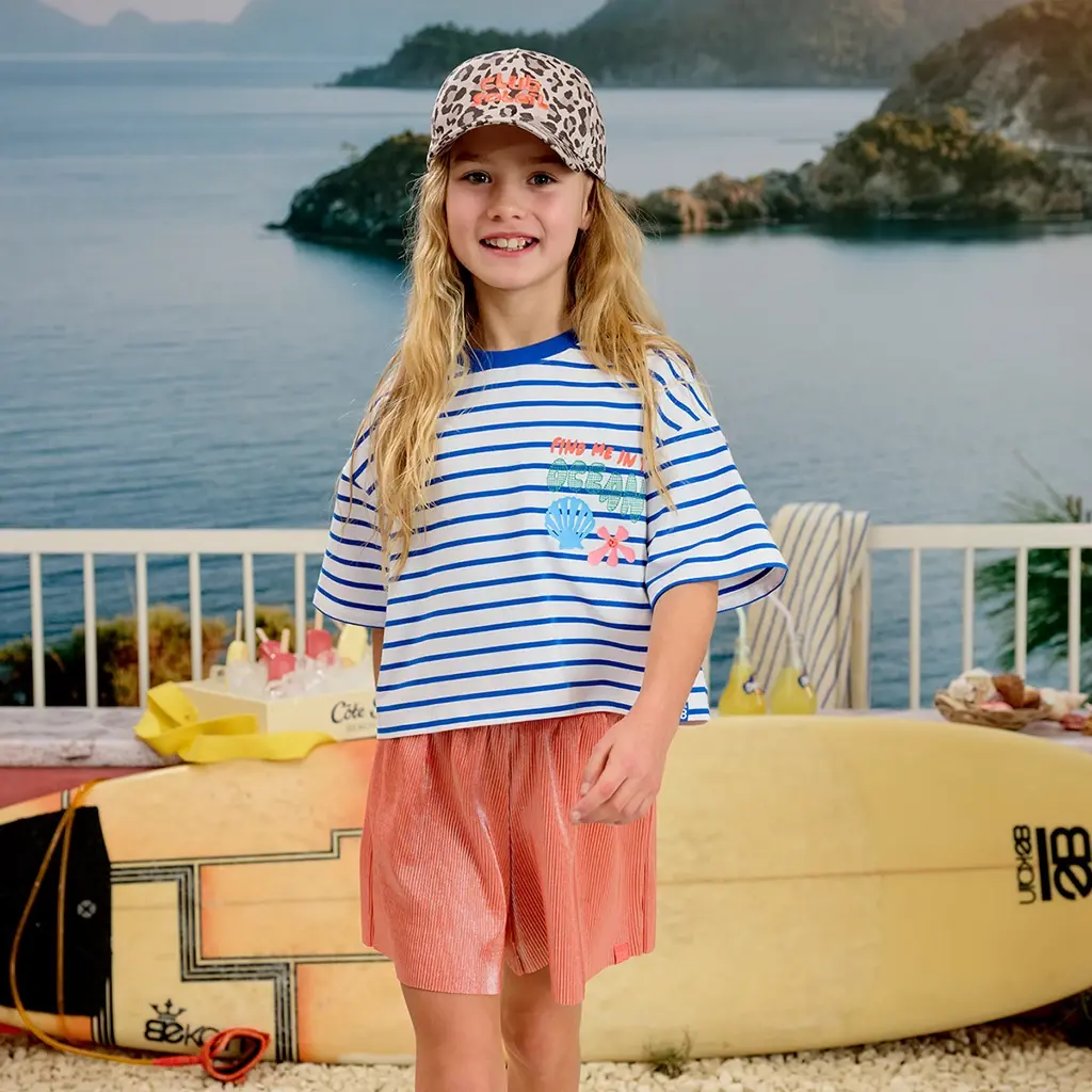 Broek-rokje metallic plissé Rumi (living coral)