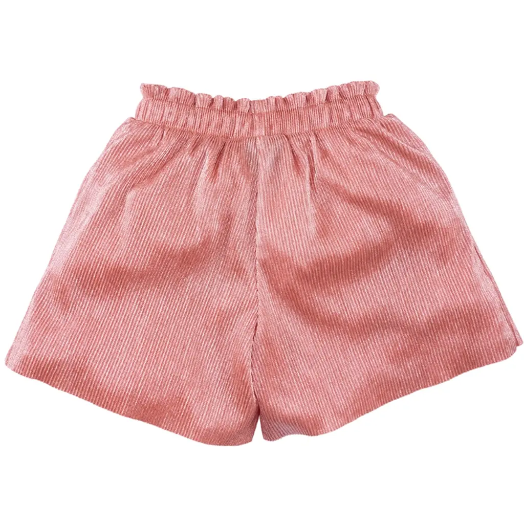 Broek-rokje metallic plissé Rumi (living coral)