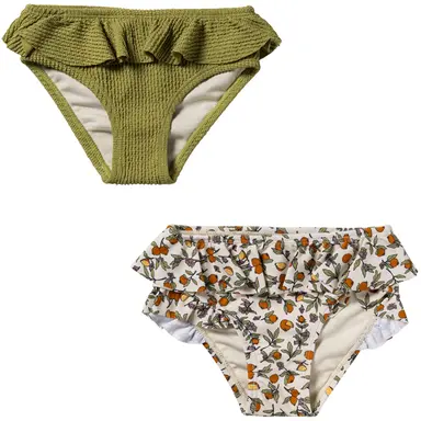 Twee zwembroekjes Pomme Flower & Glitter Crinkle (white swan)