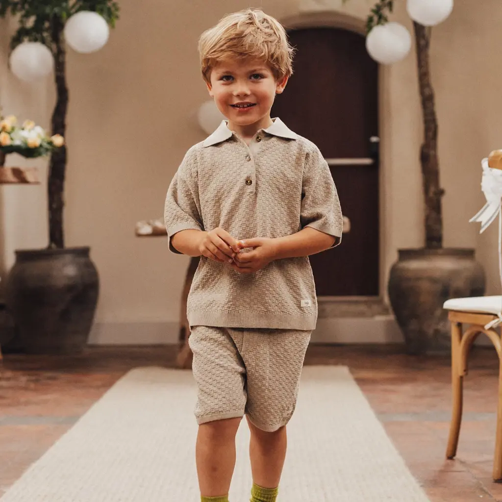 Gebreid polo shirt Milo (taupe gray)