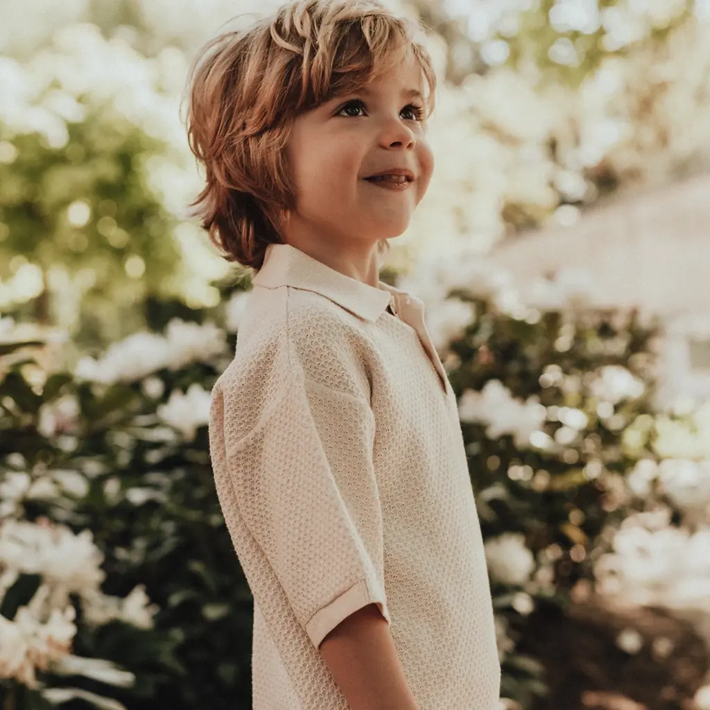 Gebreid polo truitje Fygo (white coconut)