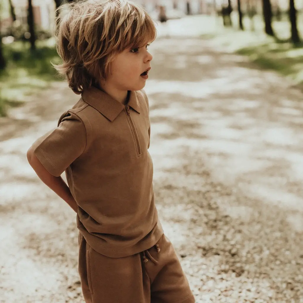 Polo t-shirt Hervas - (brown coconut)