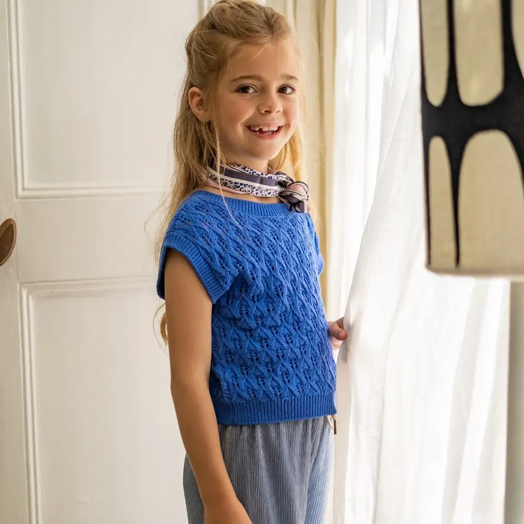 Broek Fenna metallic plisse (light blue)