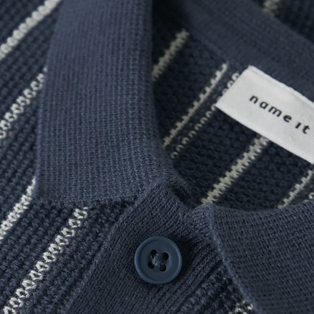 Gebreid vestje met polo kraagje Floppi (vintage indigo)