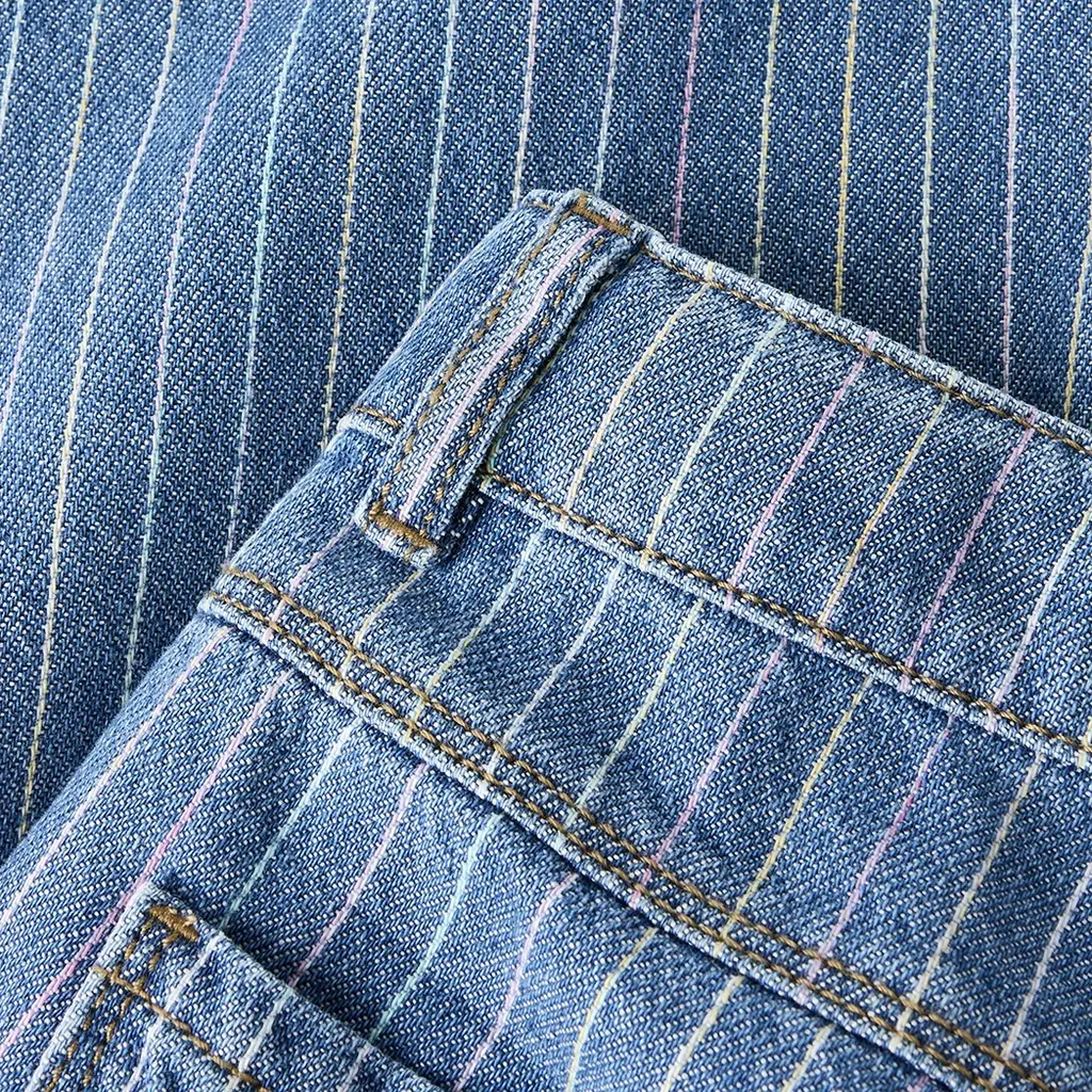 Jeans WIDE LEG streep Rose (medium blue denim stripes)