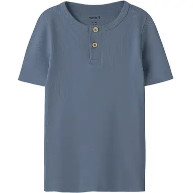 T-shirt granddad rib Kab (vintage indigo melange)