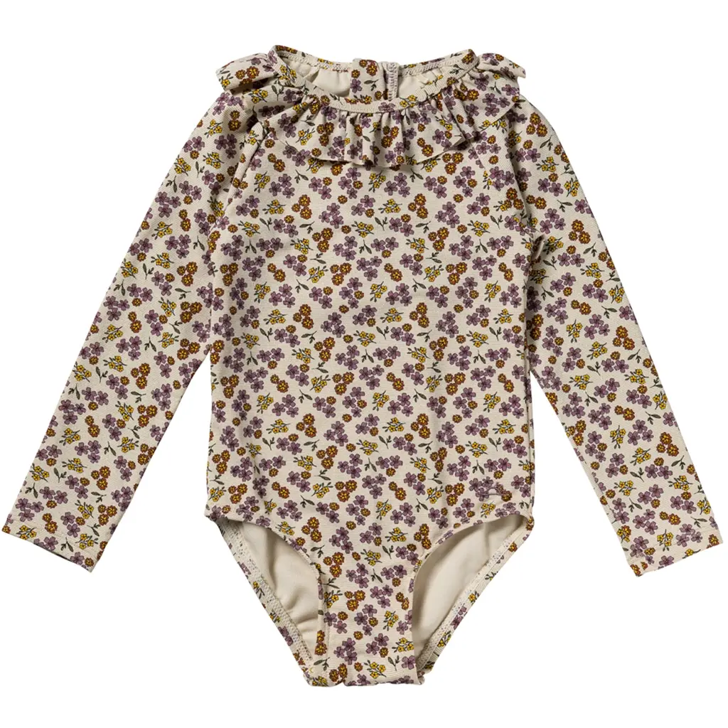 Badpak longsleeve Sparkly Flower (bombay brown)