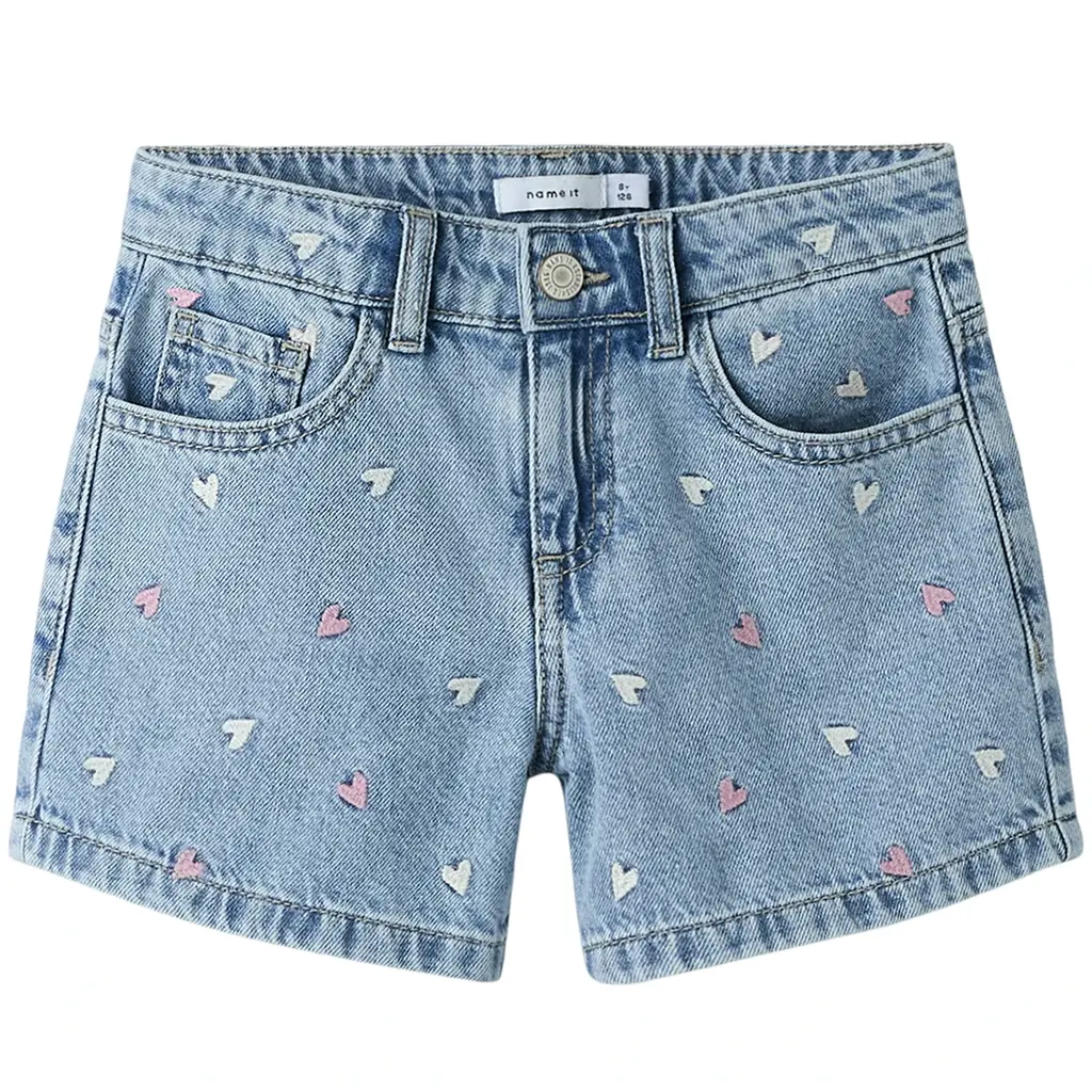 Korte spijkerbroek REGULAR FIT Bella (light blue bleached denim multi heart)