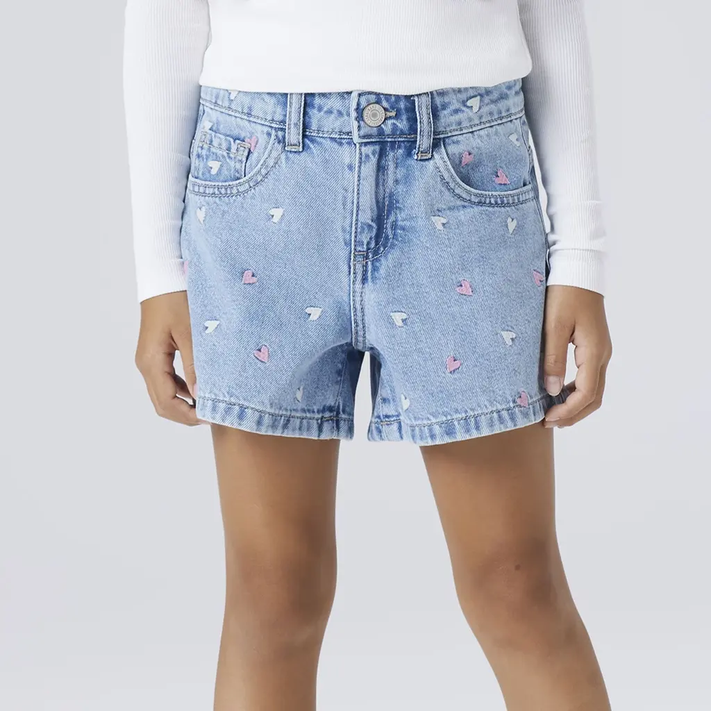 Korte spijkerbroek REGULAR FIT Bella (light blue bleached denim multi heart)