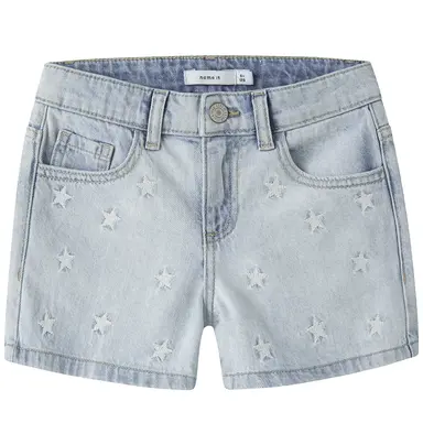 Korte spijkerbroek REGULAR FIT Bella (light blue bleached denim stars)