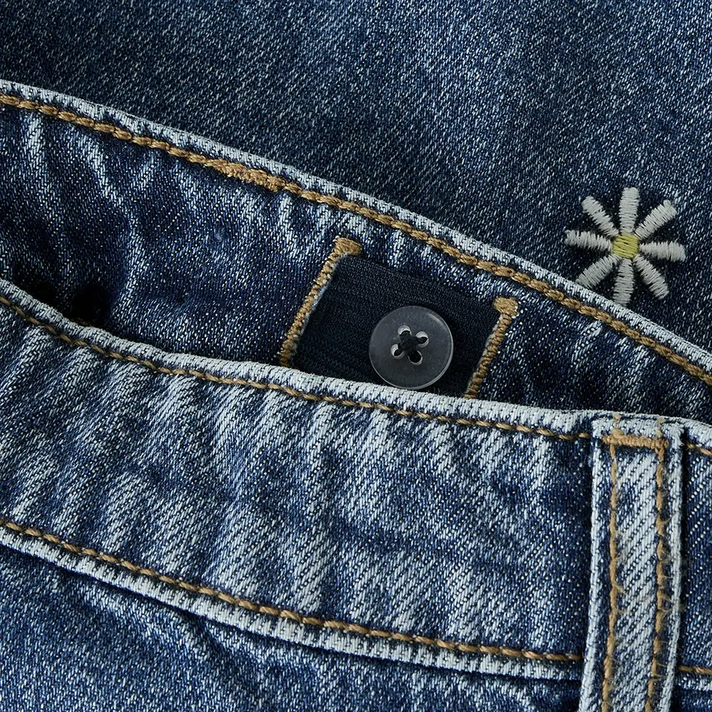 Korte spijkerbroek REGULAR FIT Bella (medium blue bleached denim daisy)