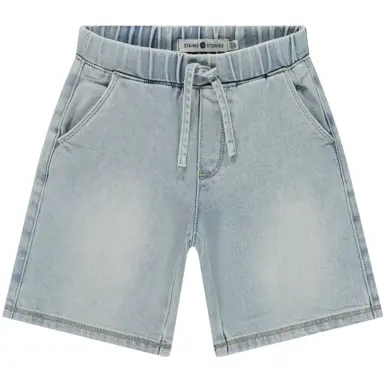 Korte spijkerbroek wide fit (pale blue denim)