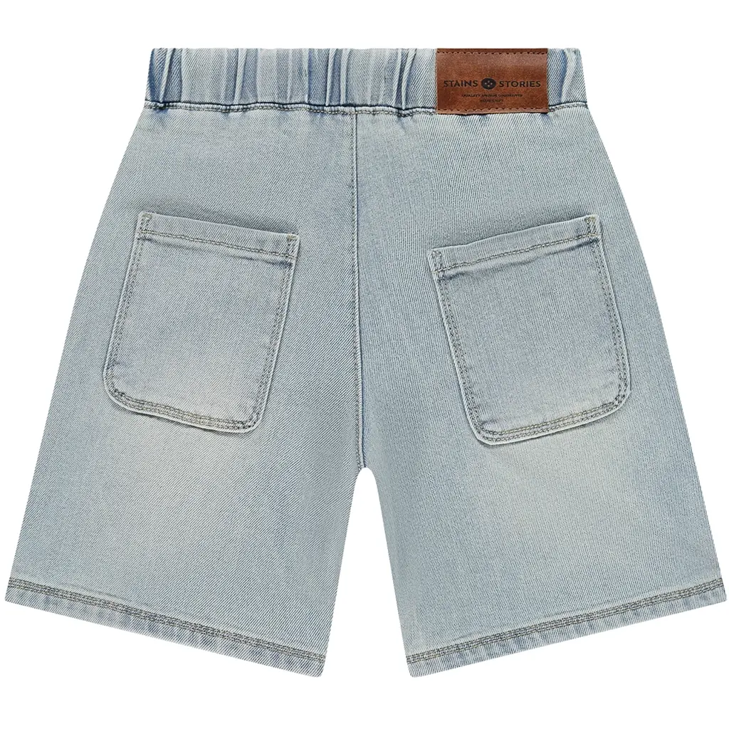 Korte spijkerbroek wide fit (pale blue denim)