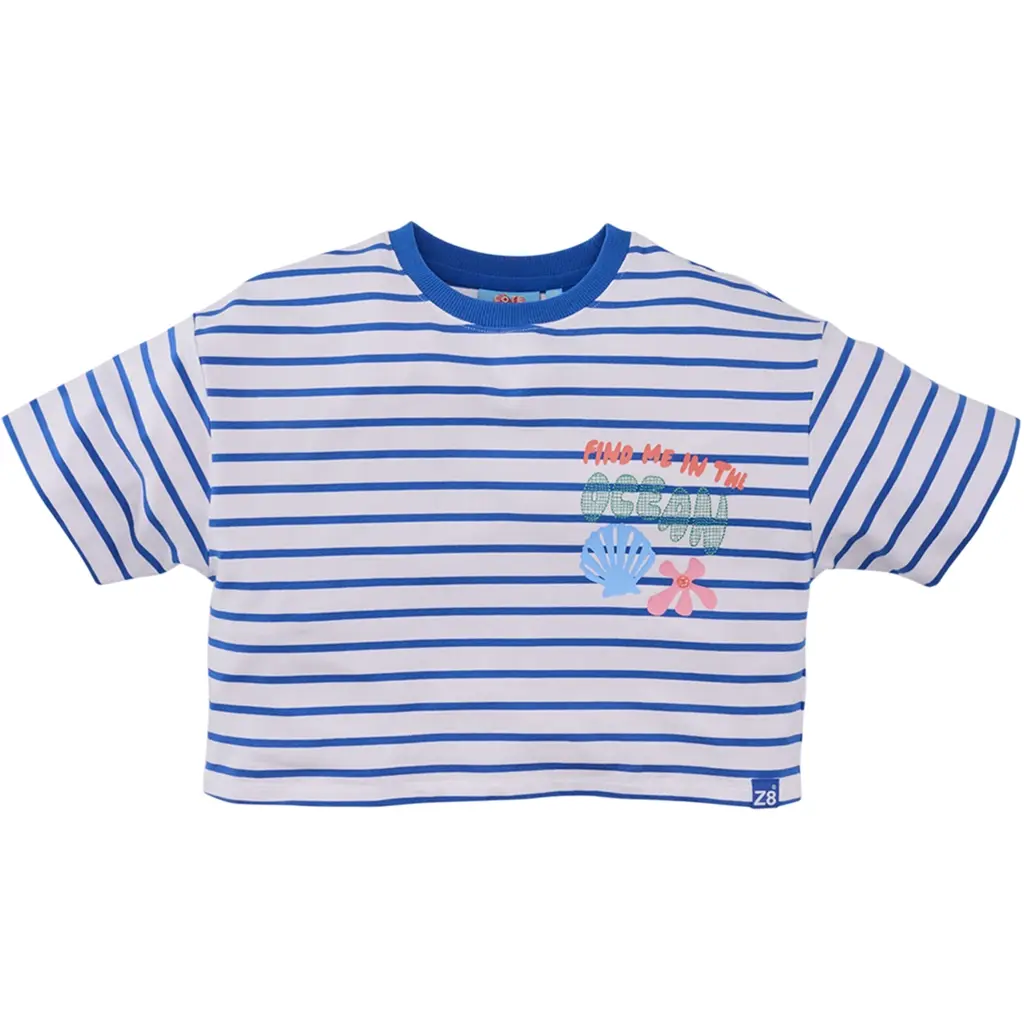 T-shirt streepjes CROPPED Mint (bright white)