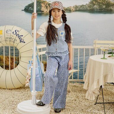 Broek panter WIDE LEG Selin (dusty blue)