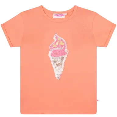 T-shirt Lou pailletten (coral)