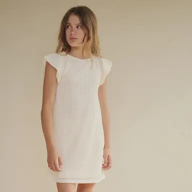 Gehaakt jurkje Myra (pearled ivory)