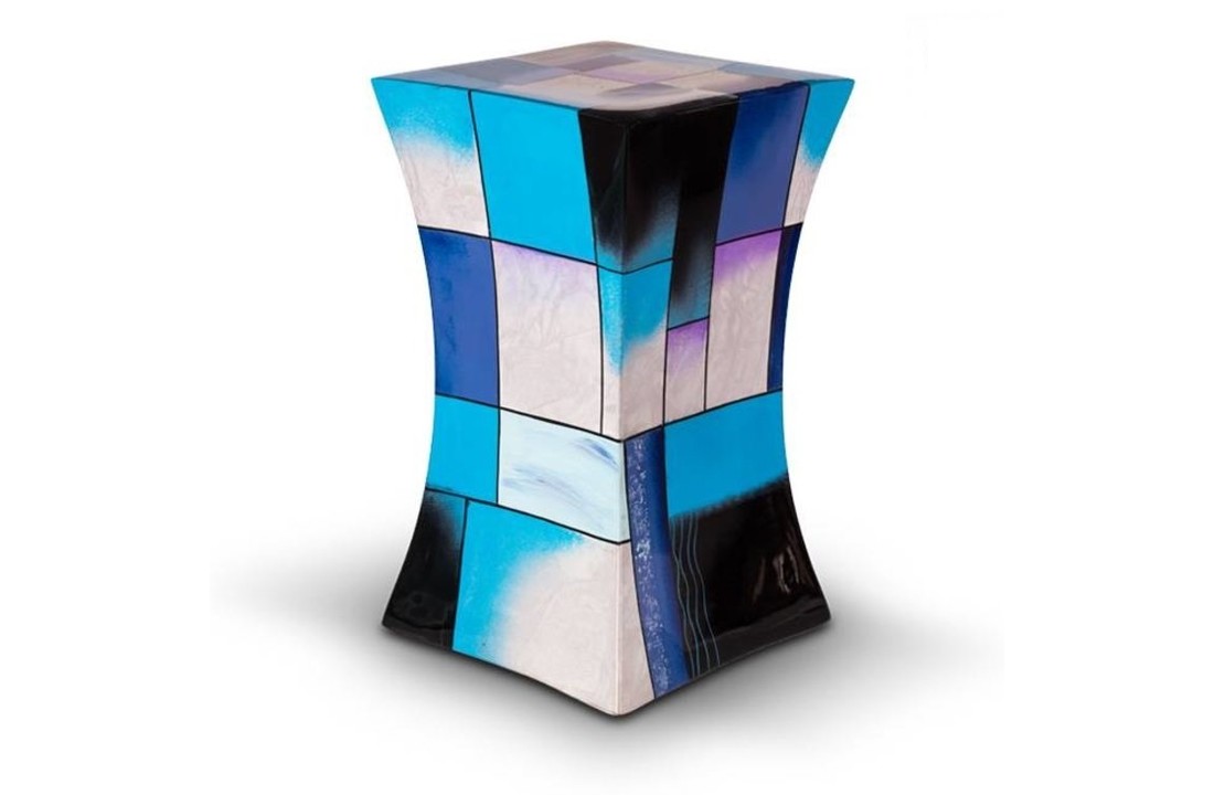 Glasfiber urn Diabolo Blauw