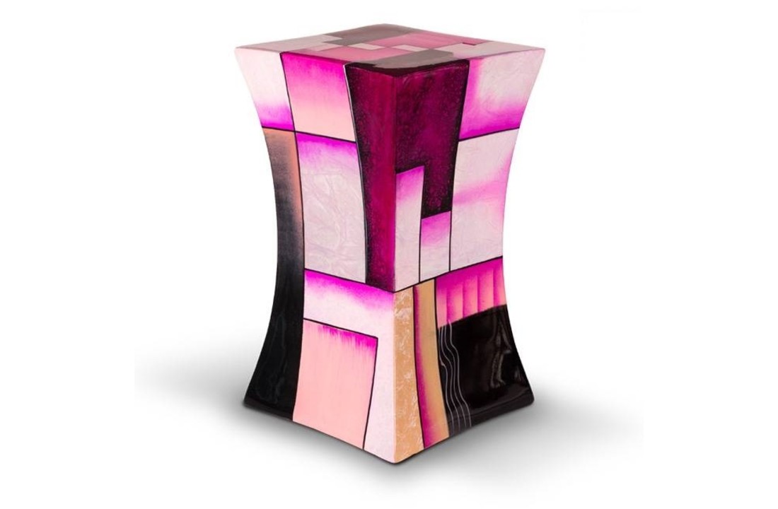 Glasfiber urn Diabolo Roze