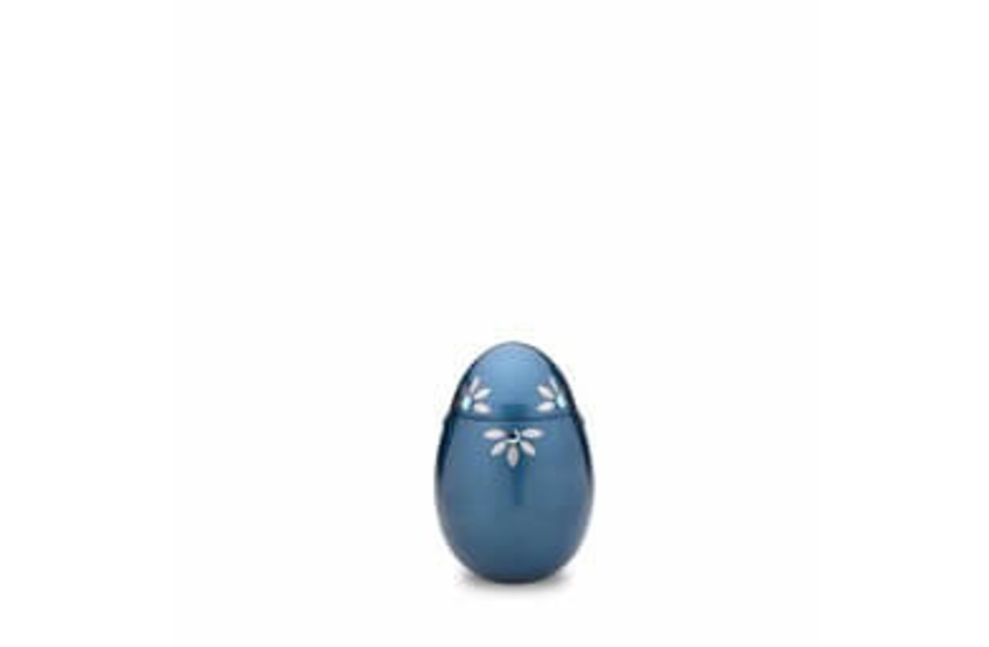 Mini Urn Messing Azuurblauw Met Bloem