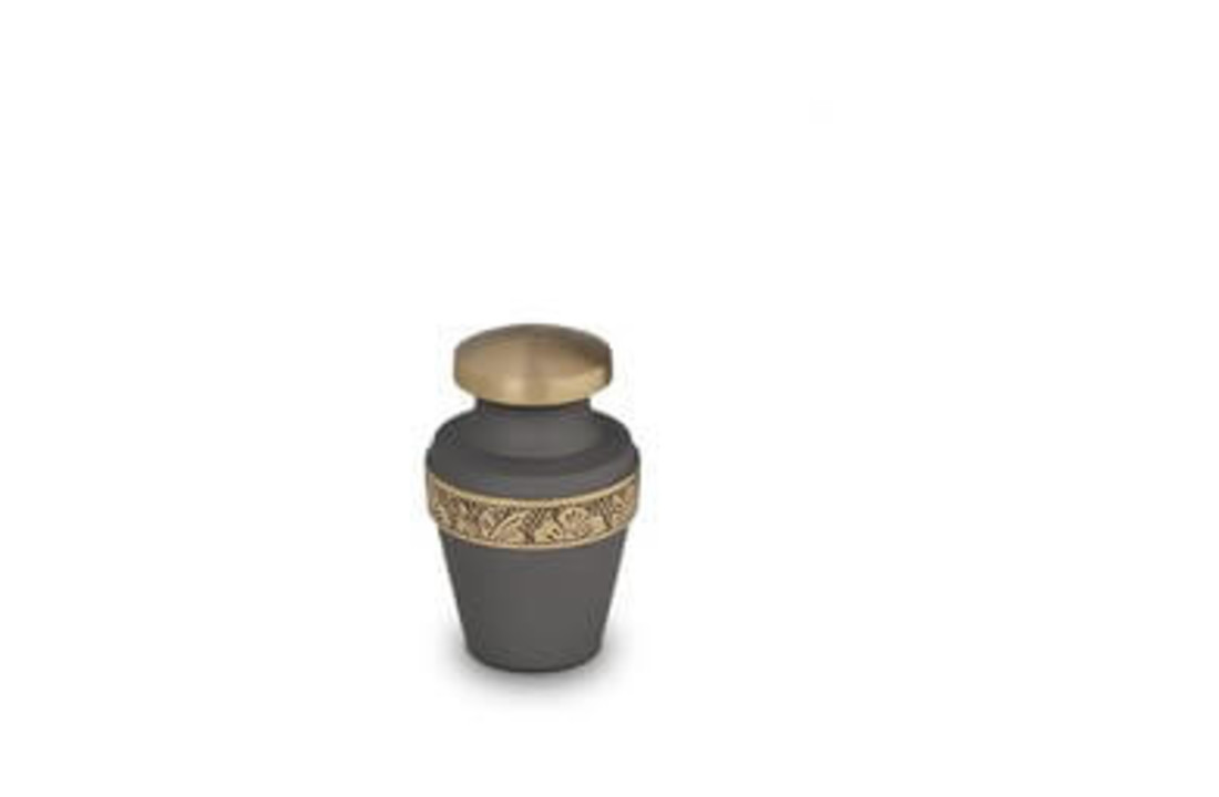Mini Urn Zwart Metaal Met Bladrand