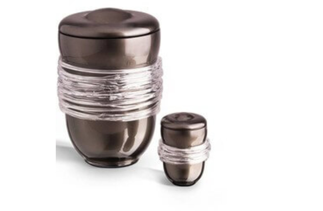 Glazen Urn Donkertopaas Met Ribbels
