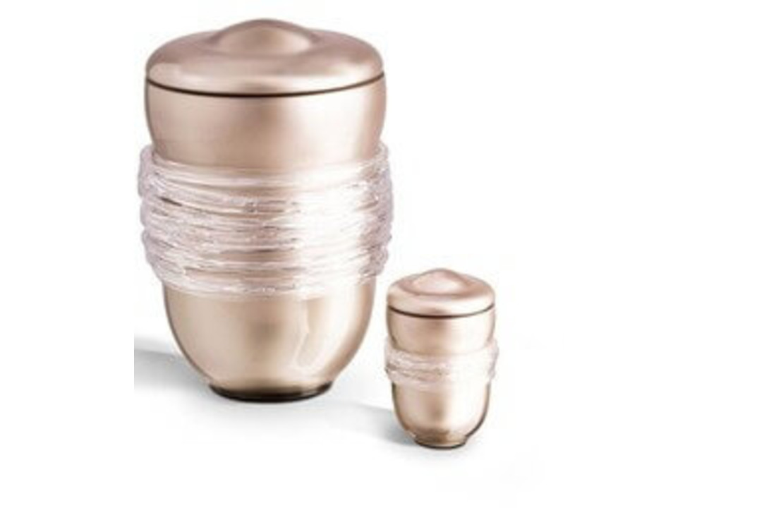 Glazen Urn Zachttopaas Met Ribbels