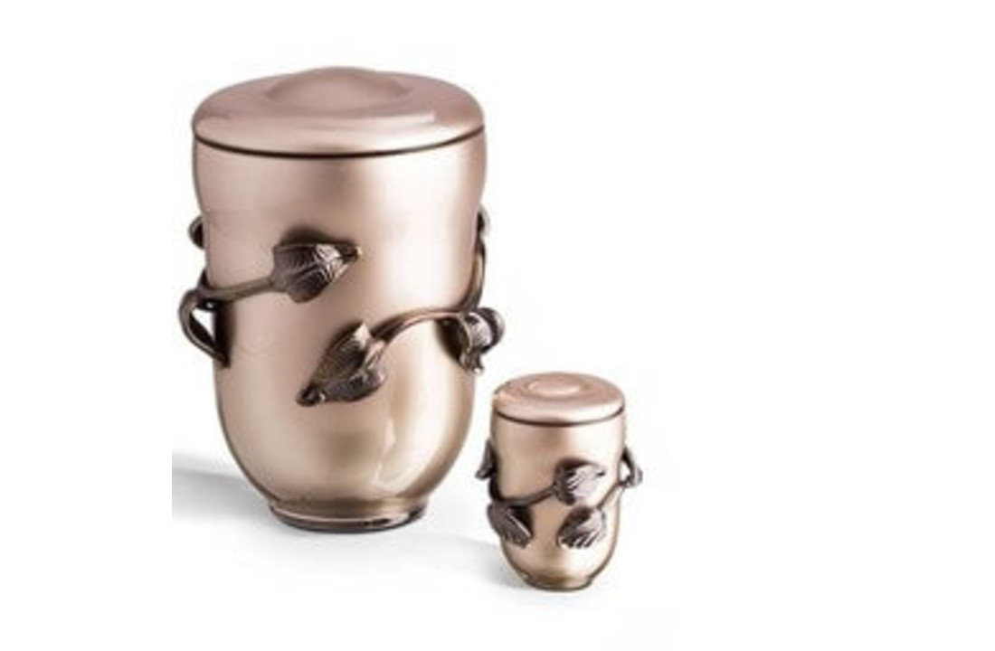 Glazen Urn topaas met blad
