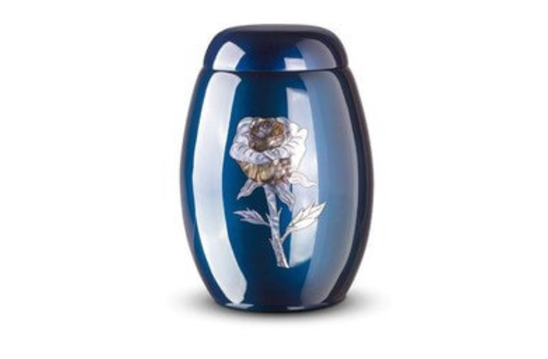 Glasfiber urn Blauw Roos