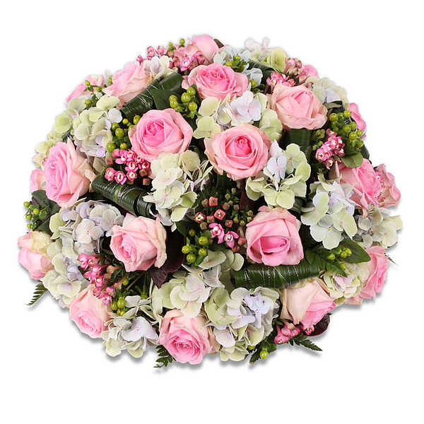 Zachte rouwbloemen in een rouwbloemstuk