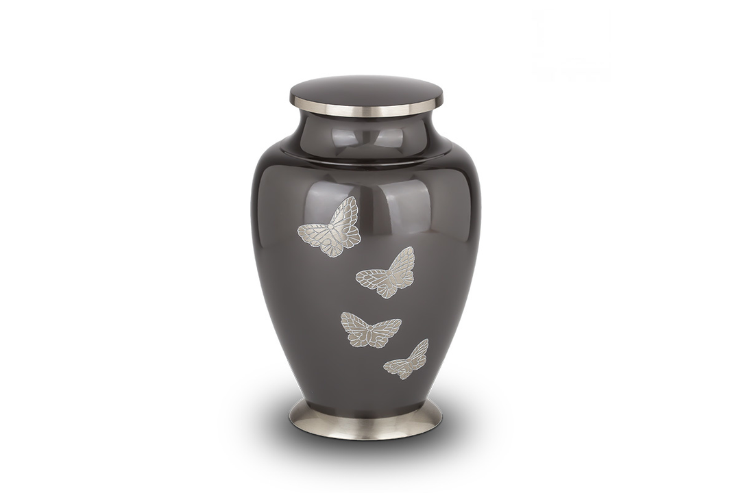 Metaal urn vlinders
