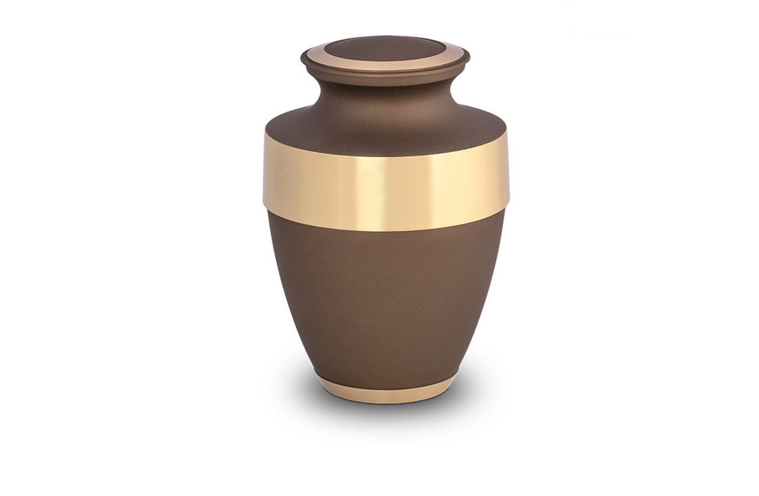 Metaal urn goud bruin