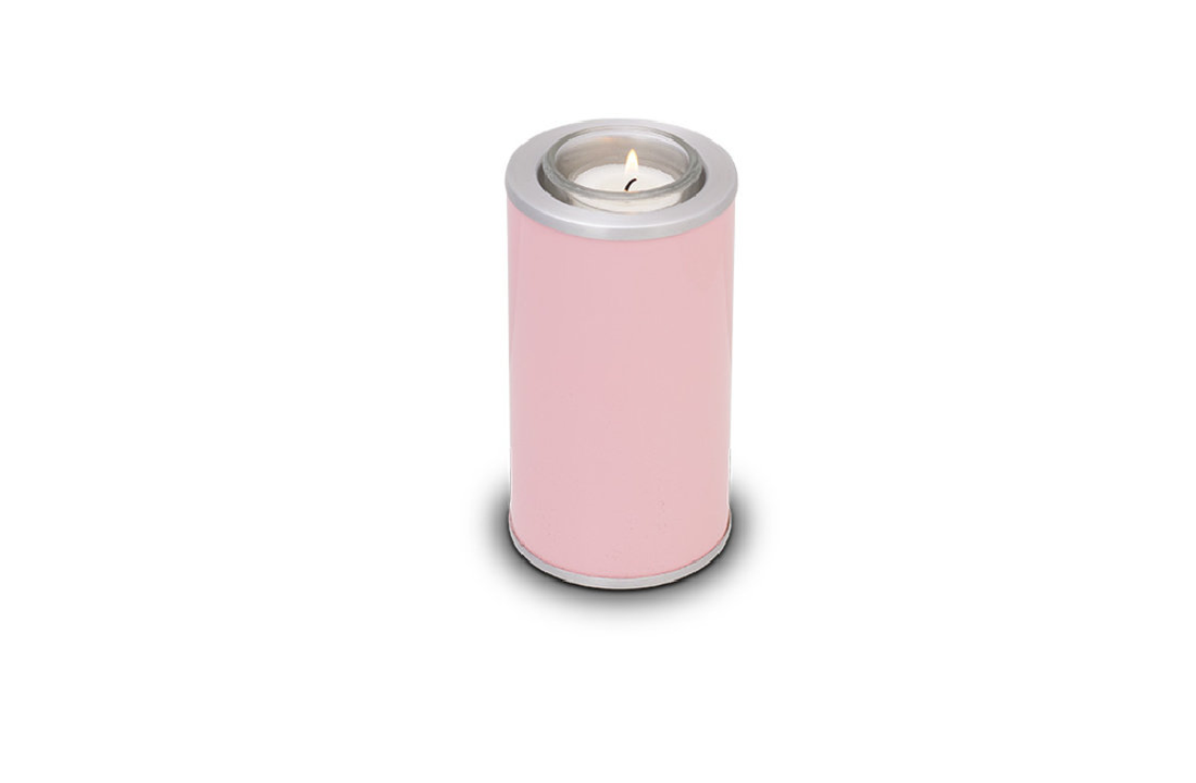 Metaal kaarshouder roze