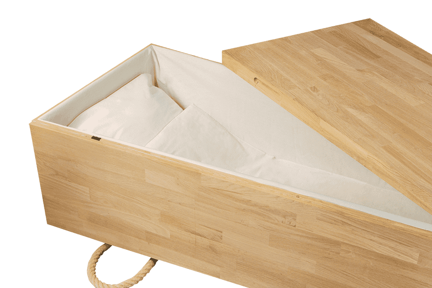 Moderne Massief Eiken Grafkist ongelakt