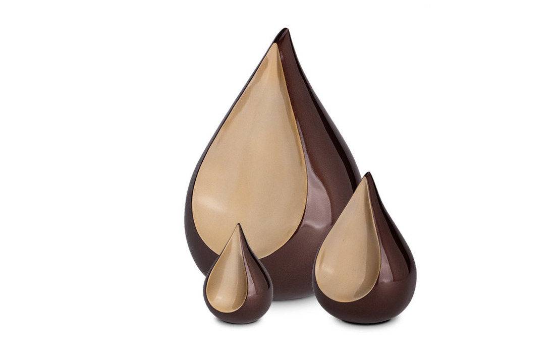Mini Metalen urn Teardrop bruin