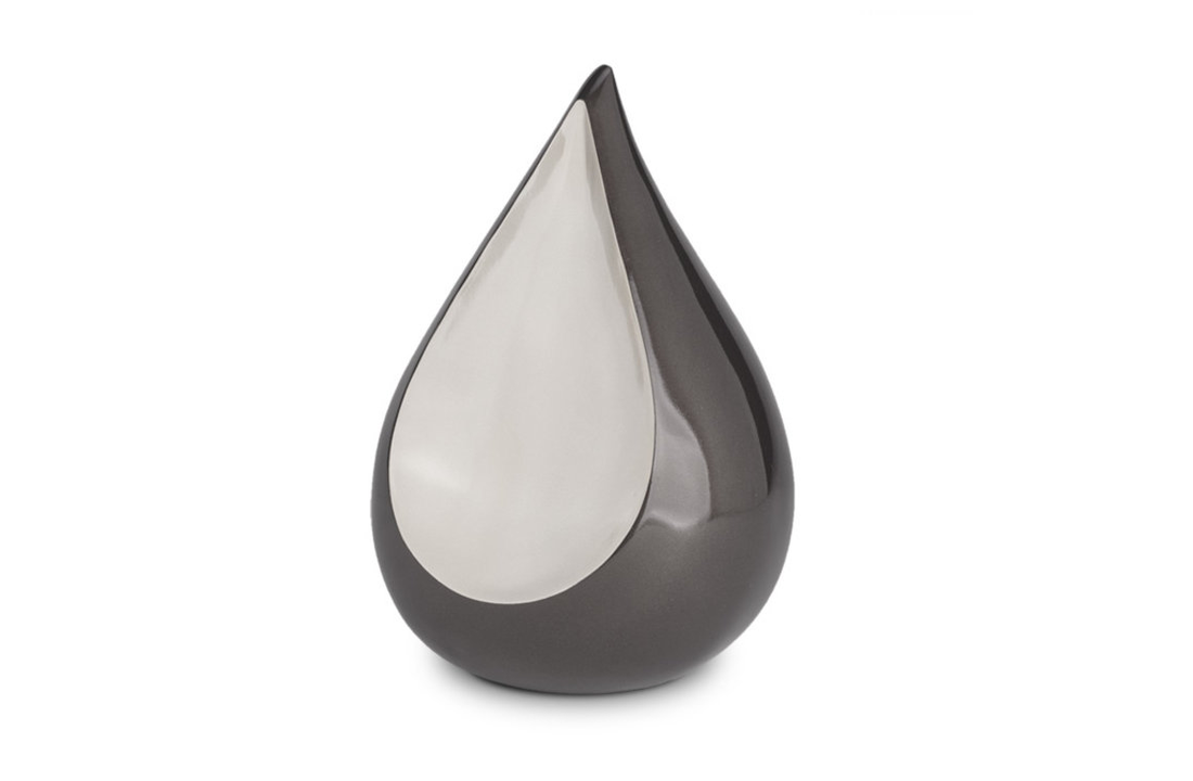 Metaal urn Teardrop grijs