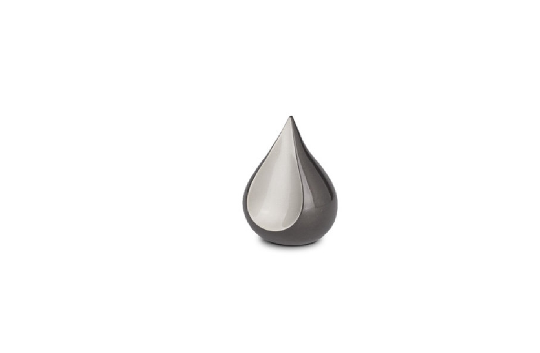Mini Metalen urn Teardrop grijs