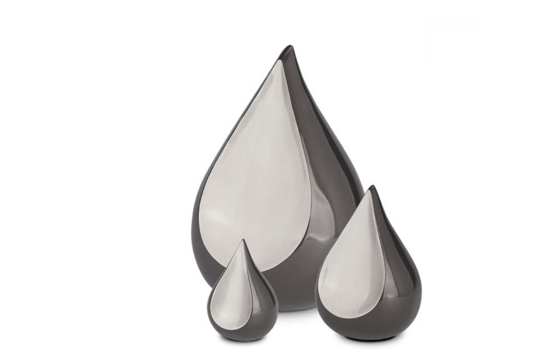Mini Metalen urn Teardrop grijs