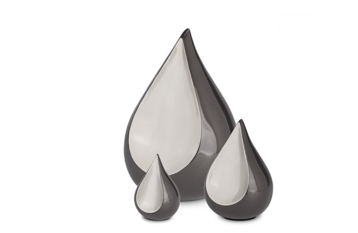Mini Metalen urn Teardrop grijs