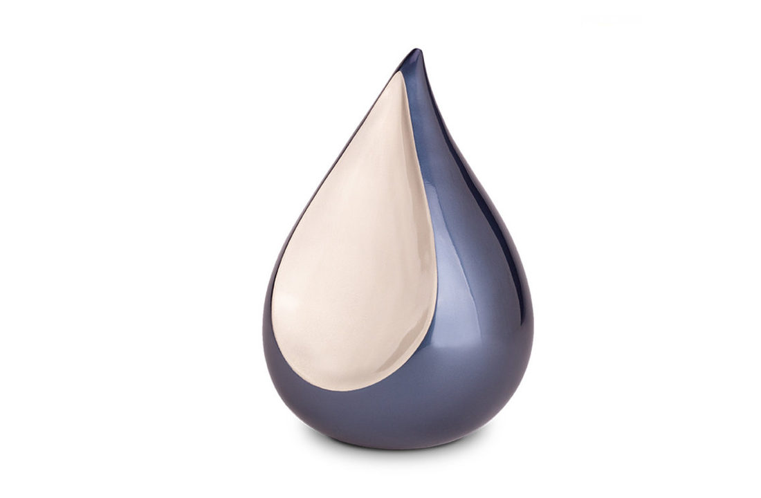 Metaal urn Teardrop blauw