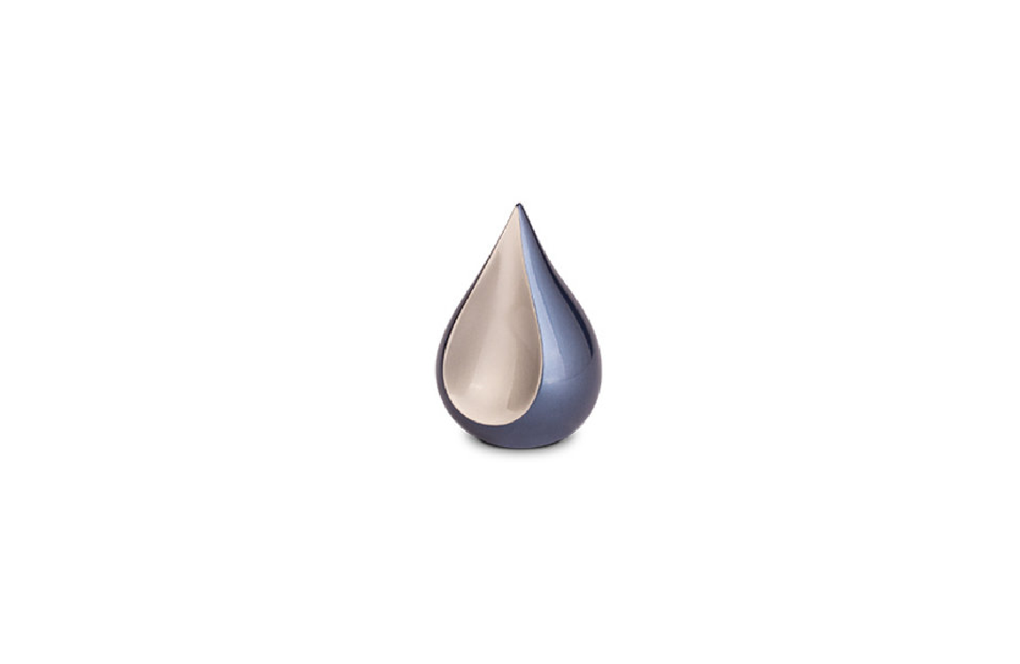 Mini Metalen urn Teardrop blauw