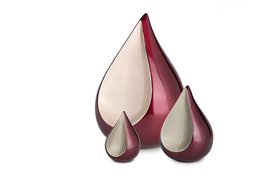 Mini Metalen urn Teardrop rood