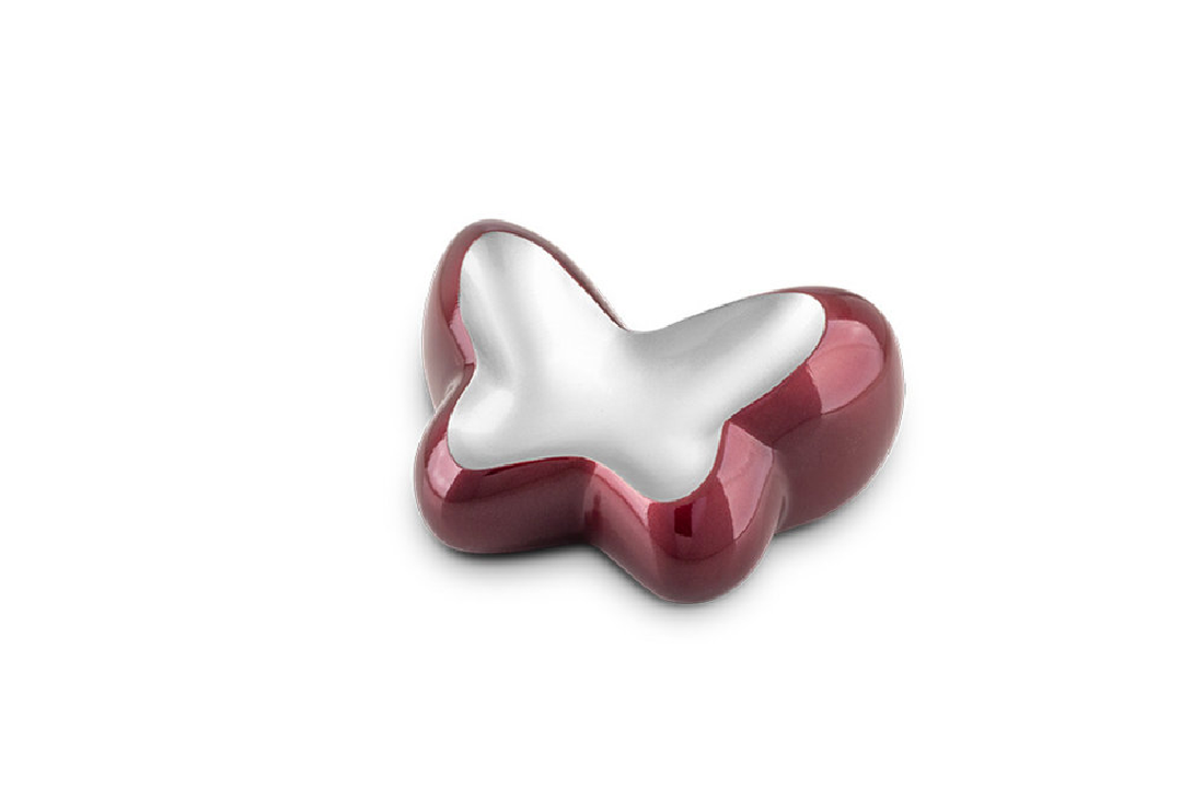 Kleine Metalen urn Butterfly rood