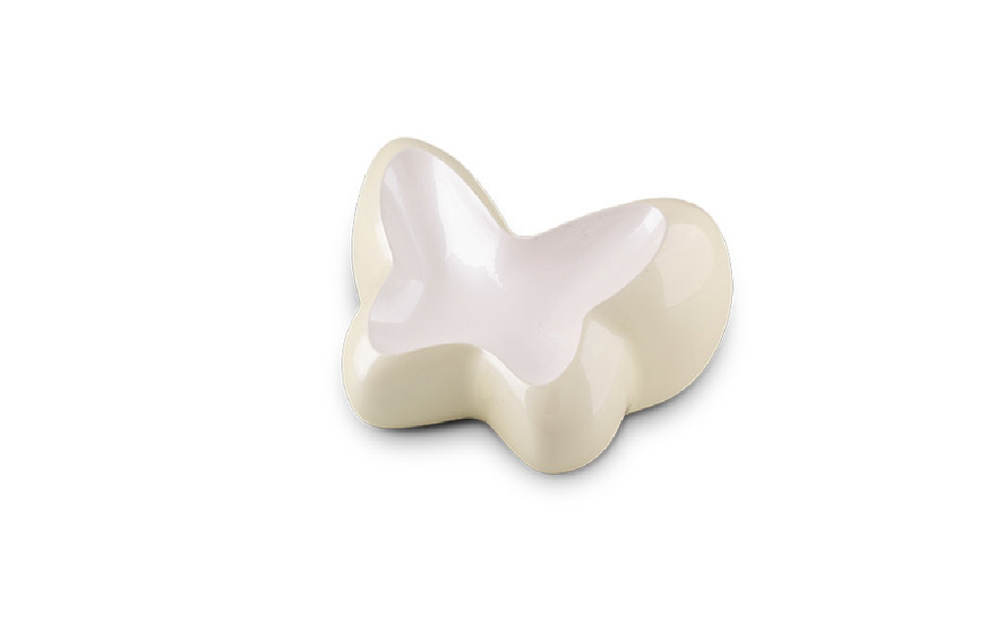 Kleine Metalen urn Butterfly geel