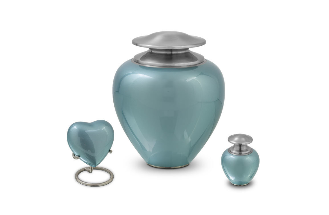 Metaal urn Satori blauw