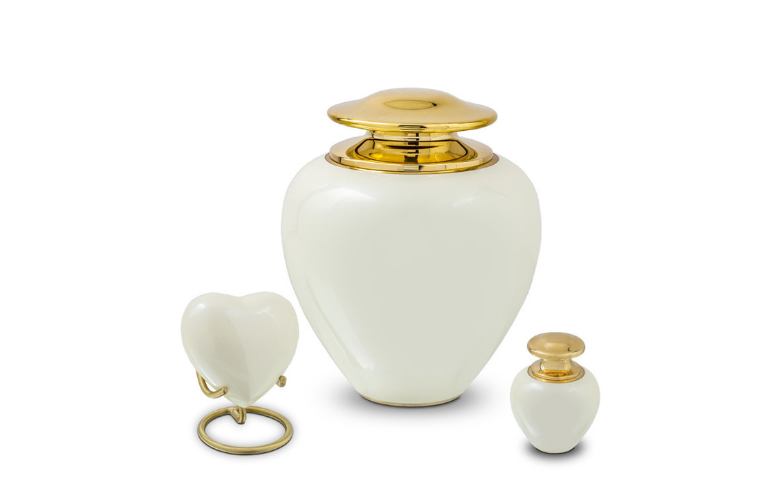 Metalen urn hart Satori wit