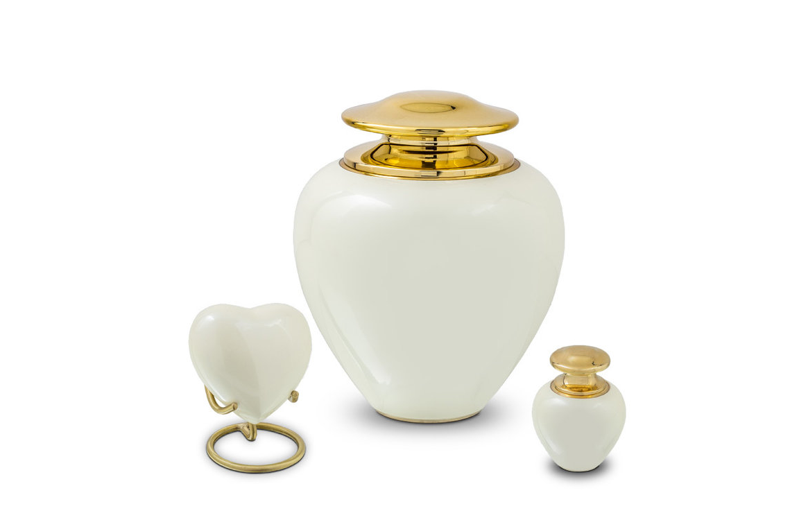 Metalen urn hart Satori wit
