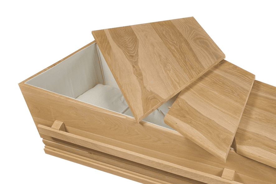 Luxe Eiken Uitvaartkist 4-delen Deksel