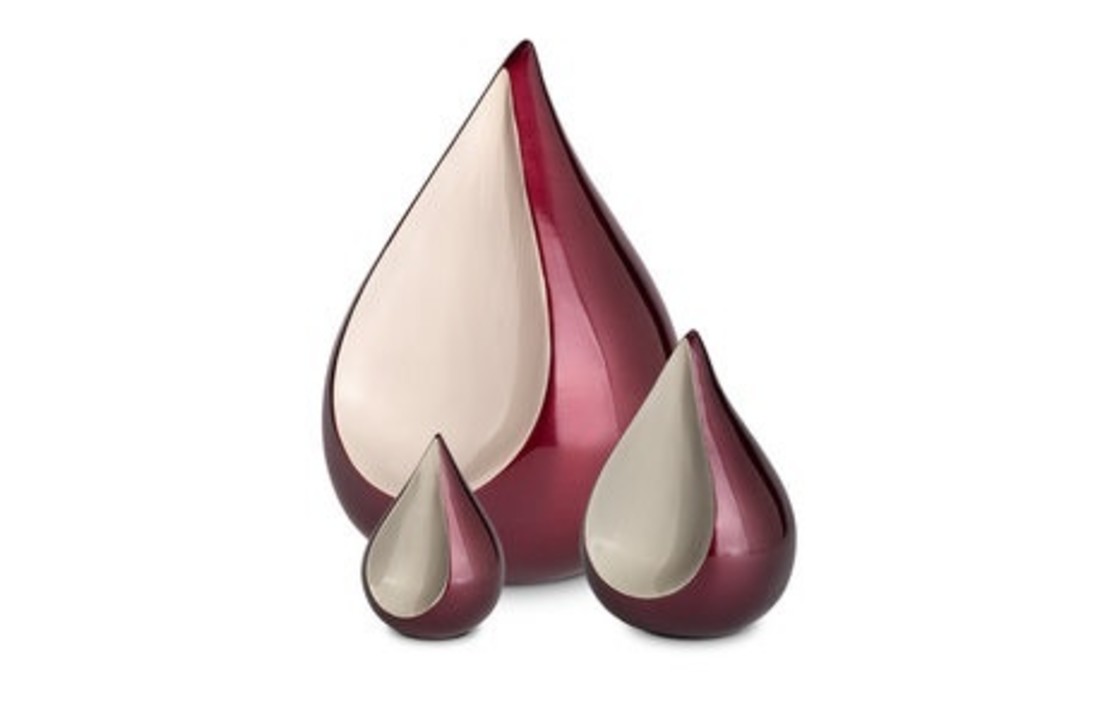 Metaal urn Teardrop klein rood
